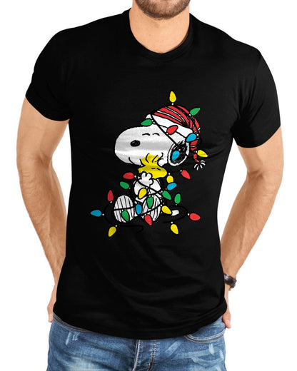 Peanuts - Snoopy Woodstock Christmas Lights T-Shirt - Christmas Unisex T-Shirt/Hoodie/Sweatshirt - HNDS00