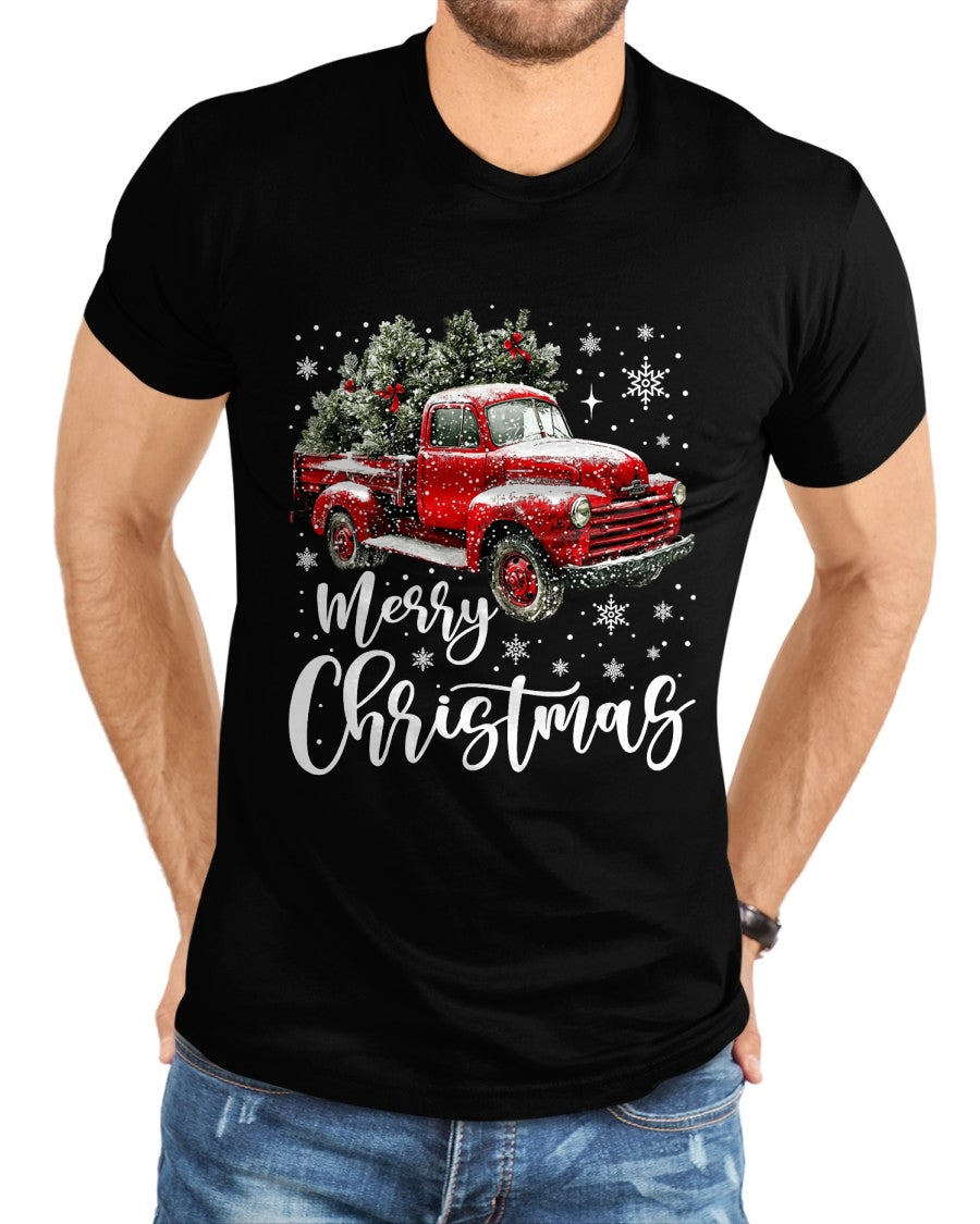Merry Christmas Red Truck Family Matching Christmas Pajama T-Shirt - Christmas Unisex T-Shirt/Hoodie/Sweatshirt - HNDS00