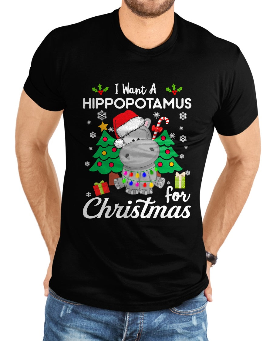 I Want A Hippopotamus For Christmas Cute Gift Xmas Costume T-Shirt - Christmas Unisex T-Shirt/Hoodie/Sweatshirt - HNDS00