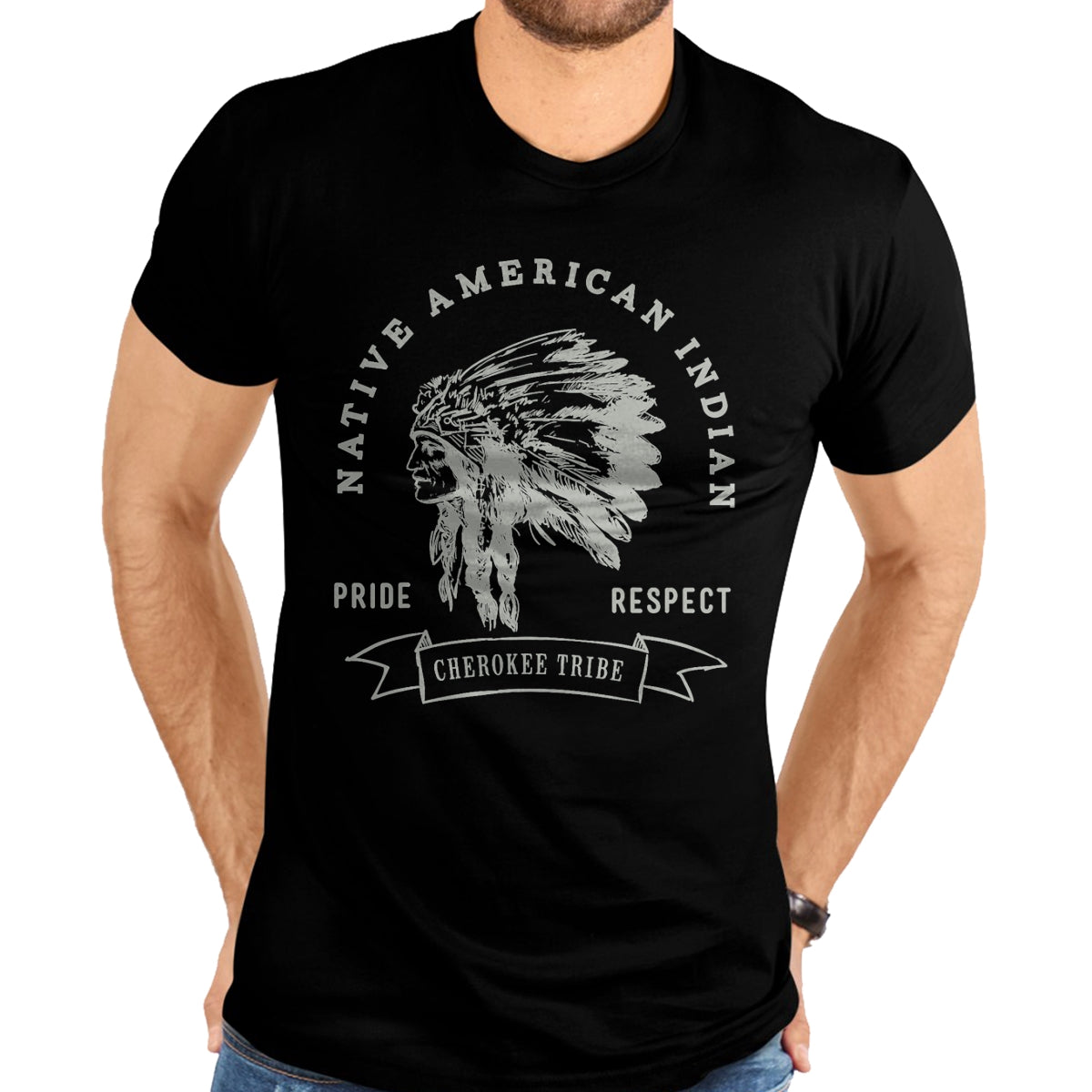 Native American T-Shirts, Vintage Native American Unisex T-Shirt/Hoodie/Sweatshirt HLT00 - American Flag - Cherokee Tribe Native American Indian Pride Respect Design T-Shirt (1)
