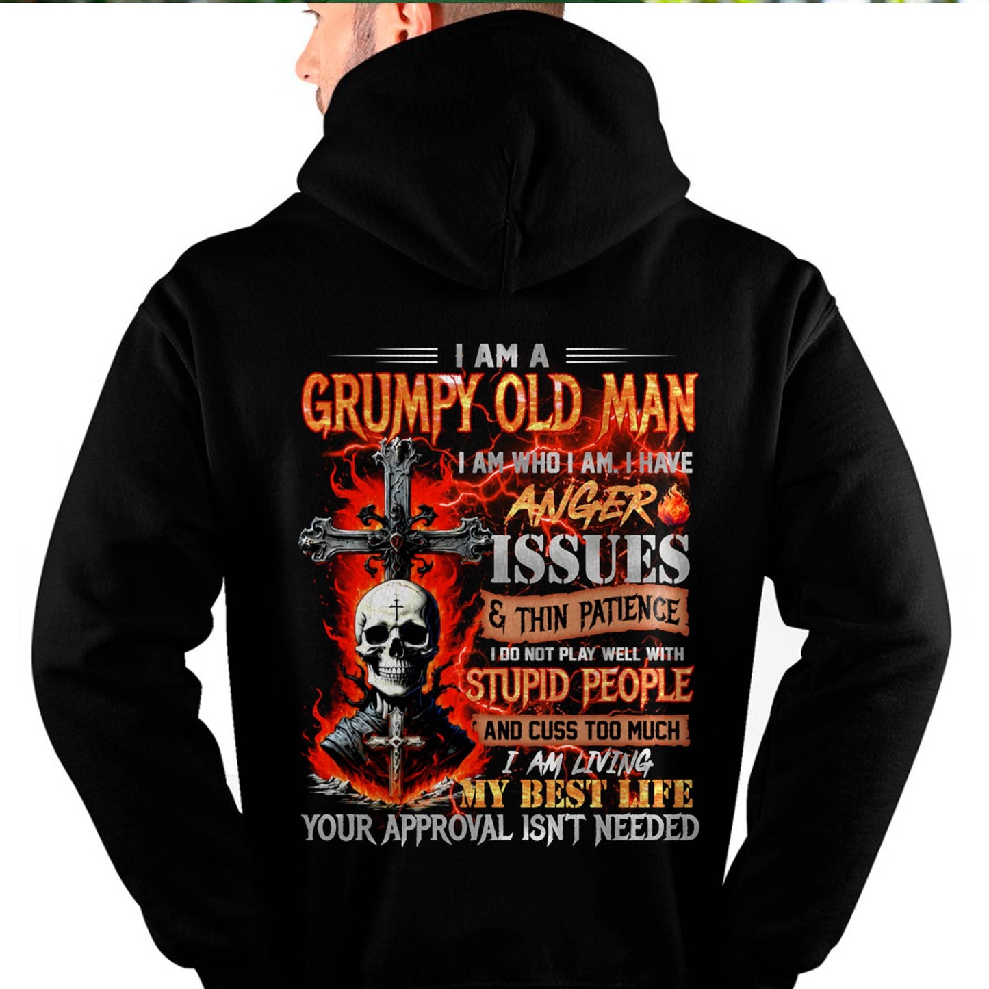 GRUMPY OLD MAN T-SHIRT - FUNNY SKULL ANGER ISSUES TEE - PERFECT GIFT FOR MEN MTNN00 (SKU12-319-00)