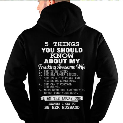 5 THINGS YOU SHOULD KNOW ABOUT MY FREAKING AWESOME WIFE - PERFECT GIFT FOR YOUR HUSBAND, BOYFRIEND - MTNN00 (SKU12-299)