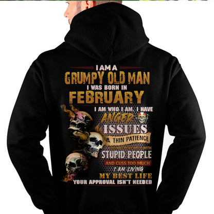 February - Grumpy Old Man T-Shirt - Funny Skull Anger Issues Tee - Perfect Gift For Men MTNN02 (SKU08-67-02)