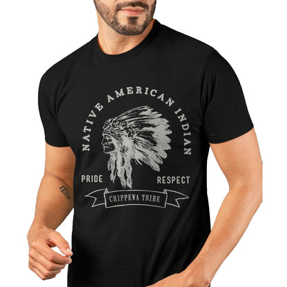 Native American T-Shirts, Vintage Native American Unisex T-Shirt/Hoodie/Sweatshirt HLT00 - American Flag - Chippewa Tribe Native American Indian Pride Respect Love T-Shirt