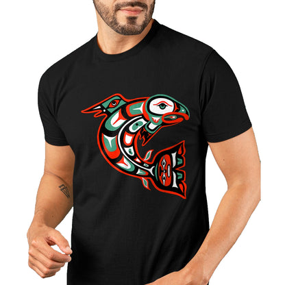 Native American T-Shirts, Vintage Native American Unisex T-Shirt/Hoodie/Sweatshirt HLT00 - Haida art, Native American Style, Salmon Totem T-Shirt
