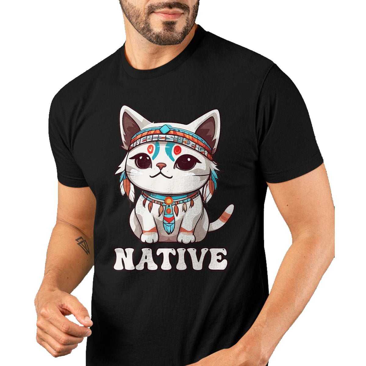 Native American T-Shirts, Vintage Native American Unisex T-Shirt/Hoodie/Sweatshirt HLT00 - American Flag - Cute American Native Indian Kawaii Cat Woman Girl T-Shirt