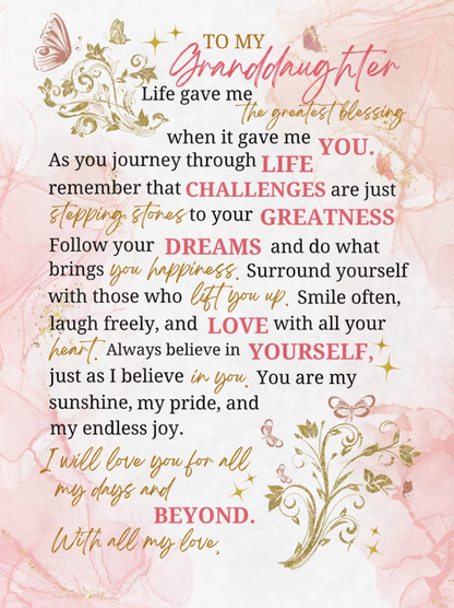 To My Granddaughter Blanket- A Warm Hug from Grandma