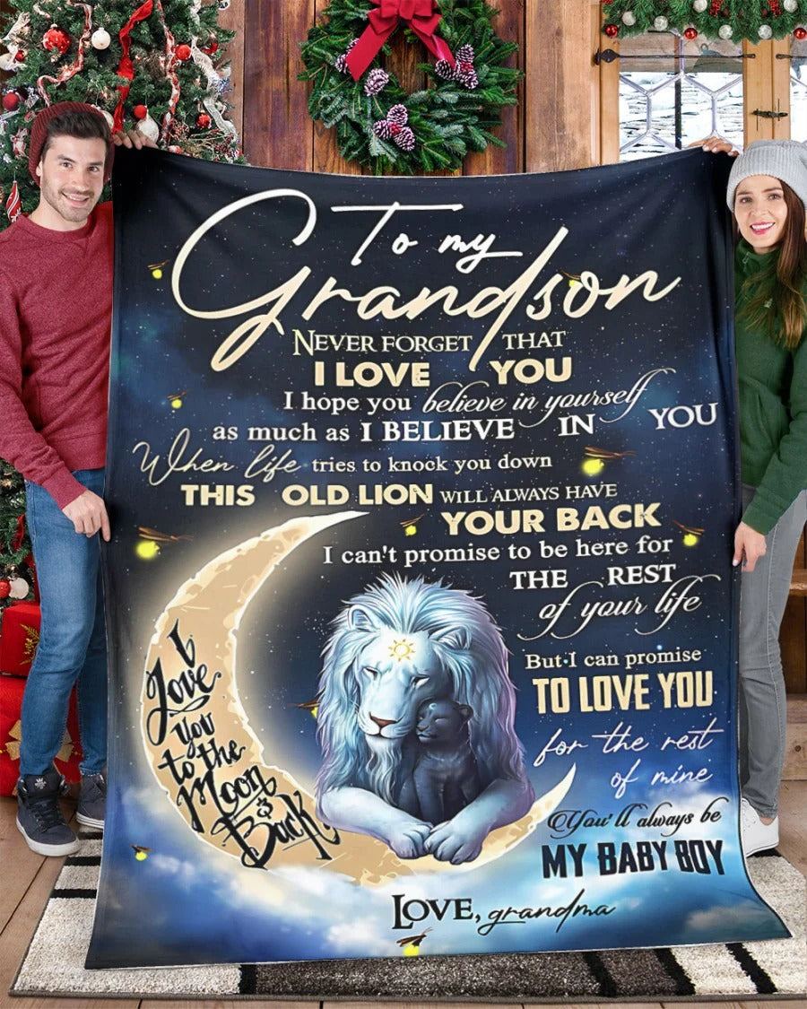 BLANKET FOR GRANDSON – COMFORT & WARMTH GIFT FROM GRANDMA  Sherpa Fleece Quilt Blanket MTNN00 (SKU-CHAU-B19)