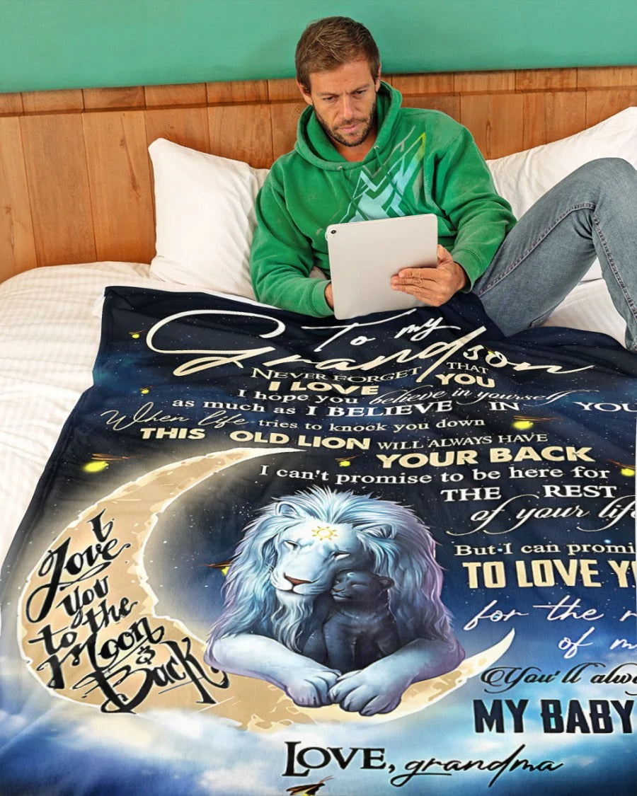 BLANKET FOR GRANDSON – COMFORT & WARMTH GIFT FROM GRANDMA  Sherpa Fleece Quilt Blanket MTNN00 (SKU-CHAU-B19)
