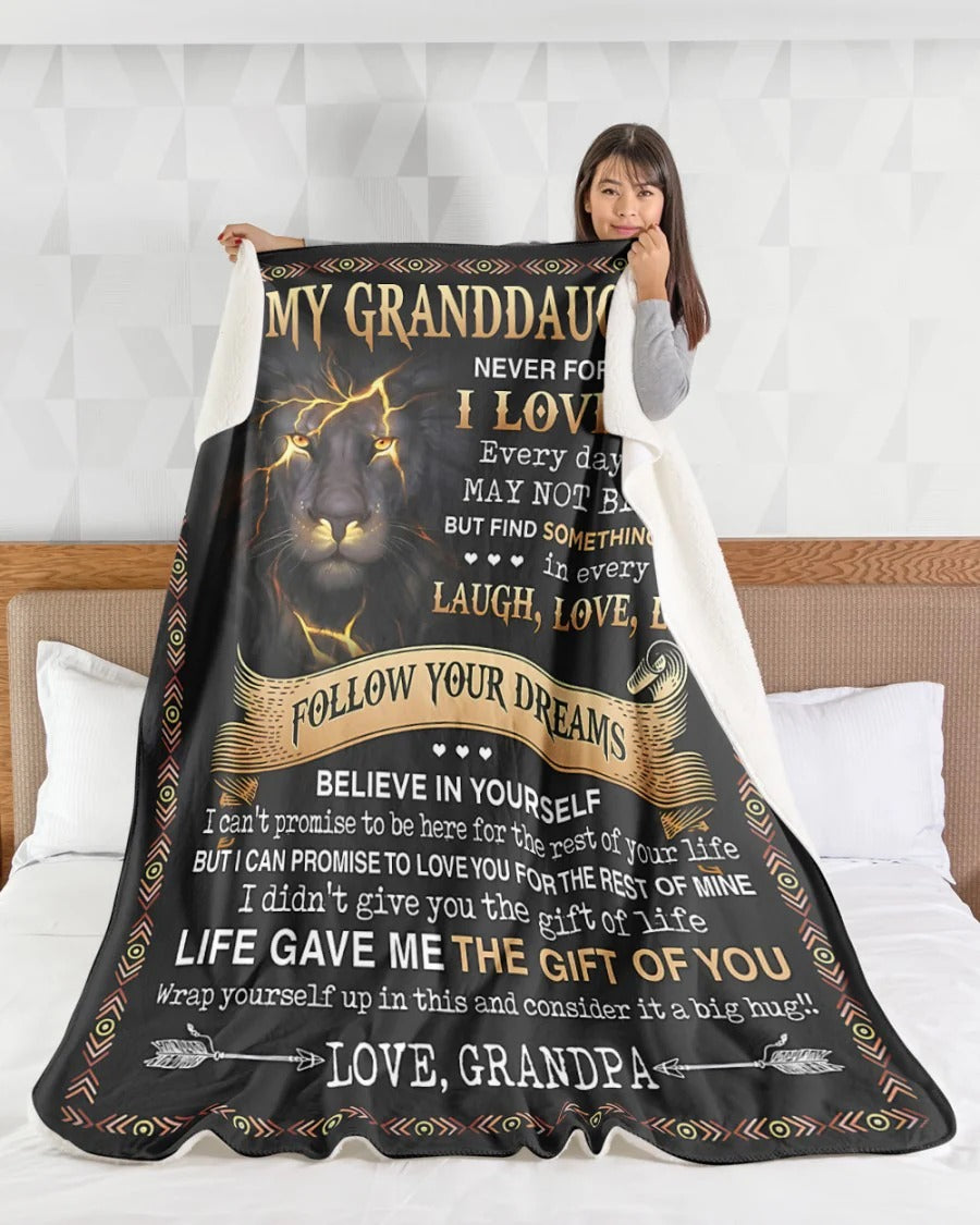 BLANKET FOR GRANDDAUGHTER – COMFORT & WARMTH GIFT FROM GRANDPA  Sherpa Fleece Quilt Blanket NTTD00 (SKUB09-44)