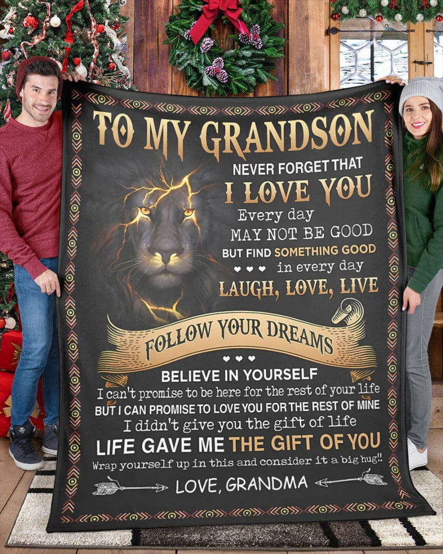 BLANKET FOR GRANDSON – COMFORT & WARMTH GIFT FROM GRANDMA  Sherpa Fleece Quilt Blanket MTNN00 (SKUB09-43)
