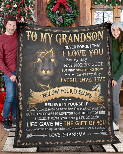 BLANKET FOR GRANDSON – COMFORT & WARMTH GIFT FROM GRANDMA  Sherpa Fleece Quilt Blanket MTNN00 (SKUB09-43)