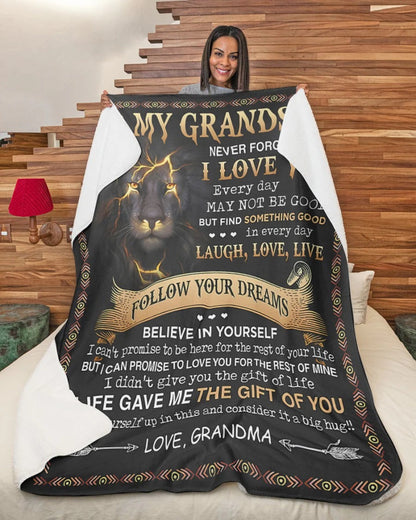 BLANKET FOR GRANDSON – COMFORT & WARMTH GIFT FROM GRANDMA  Sherpa Fleece Quilt Blanket hnds00 (SKUB09-43)