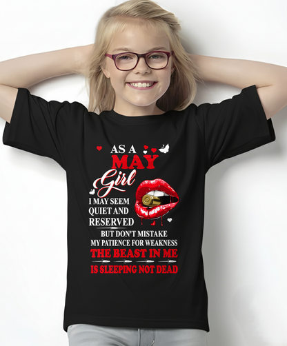 MAY GIRL – THE BEAST IN ME IS SLEEPING, NOT DEAD – LIPS & BULLET GRAPHIC T-SHIRT FOR WOMEN - MTNN05 (SKU2607-146-05)