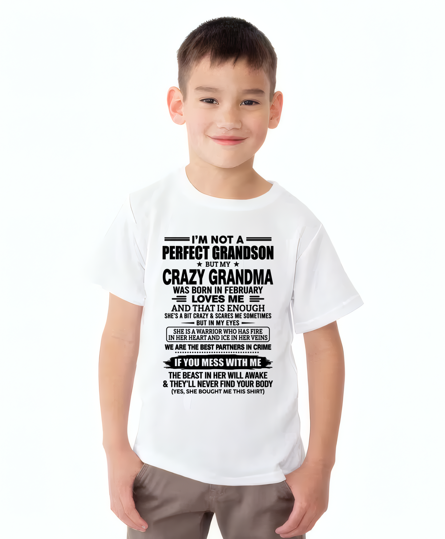 FEBRUARY – CRAZY GRANDMA LOVES ME – T-SHIRT FROM GRANDMA – MTNN02 (SKU2607-13-02)