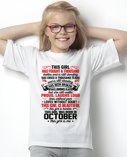 OCTOBER GIRL – STRONG, BEAUTIFUL & STILL STANDING – T-SHIRT FOR WOMEN – MTNN10 (SKU2607-203-10)