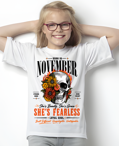 NOVEMBER – SHE’S FEARLESS – BEAUTY & GRACE WOMEN TEE - T-SHIRT FOR WOMEN - MTNN11 (SKU2605-389-11)