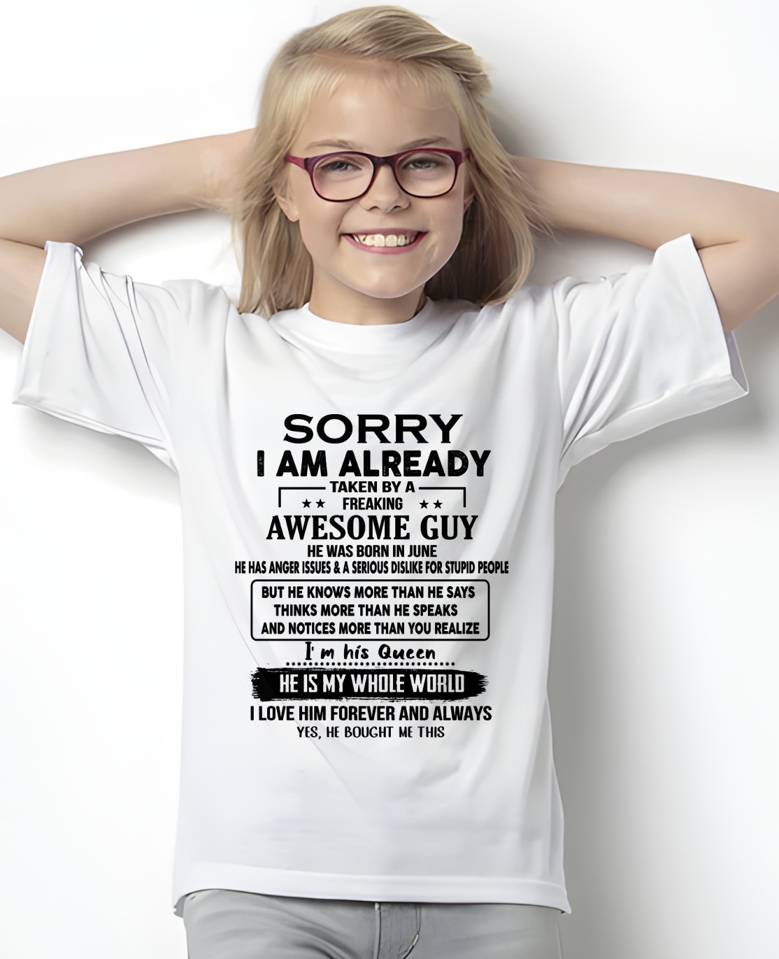 JUNE - I'M HIS QUEEN, HE'S MY WHOLE WORLD – T-SHIRT FROM HUSBAND – MTNN06 (SKUT08-11-06)