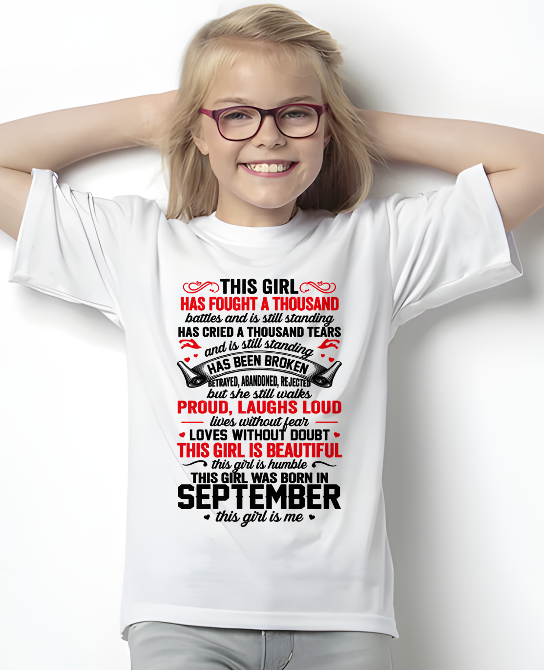 SEPTEMBER GIRL – STRONG, BEAUTIFUL & STILL STANDING – T-SHIRT FOR WOMEN – MTNN09 (SKU2607-203-09)