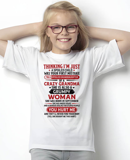 SEPTEMBER - TO MY GRANDDAUGHTER - SPOILED GRANDDAUGHTER - GIFT FROM GRANDMA - HNDS09 (SKU10-117-09)