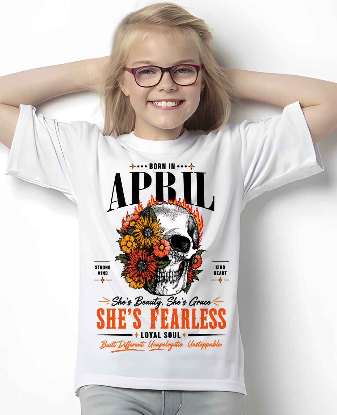 APRIL – SHE’S FEARLESS – BEAUTY & GRACE WOMEN TEE - T-SHIRT FOR WOMEN - MTNN04 (SKU2605-389-04)
