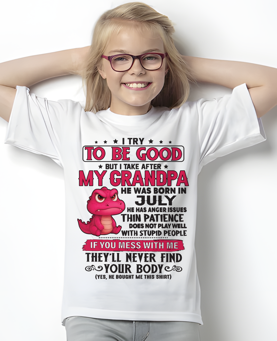 JULY – FUNNY DINOSAUR ANGER ISSUES - T-SHIRT FROM GRANDPA - MTNN07 (SKU2604-304-07)