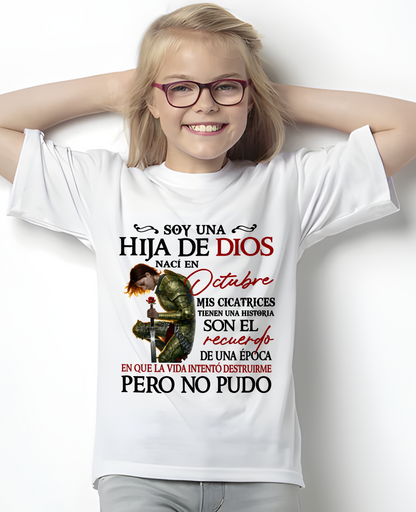October – Daughter Of God – My Scars Have A Story – T-Shirt For Women - MTNN10 (SKU2605-189-10)