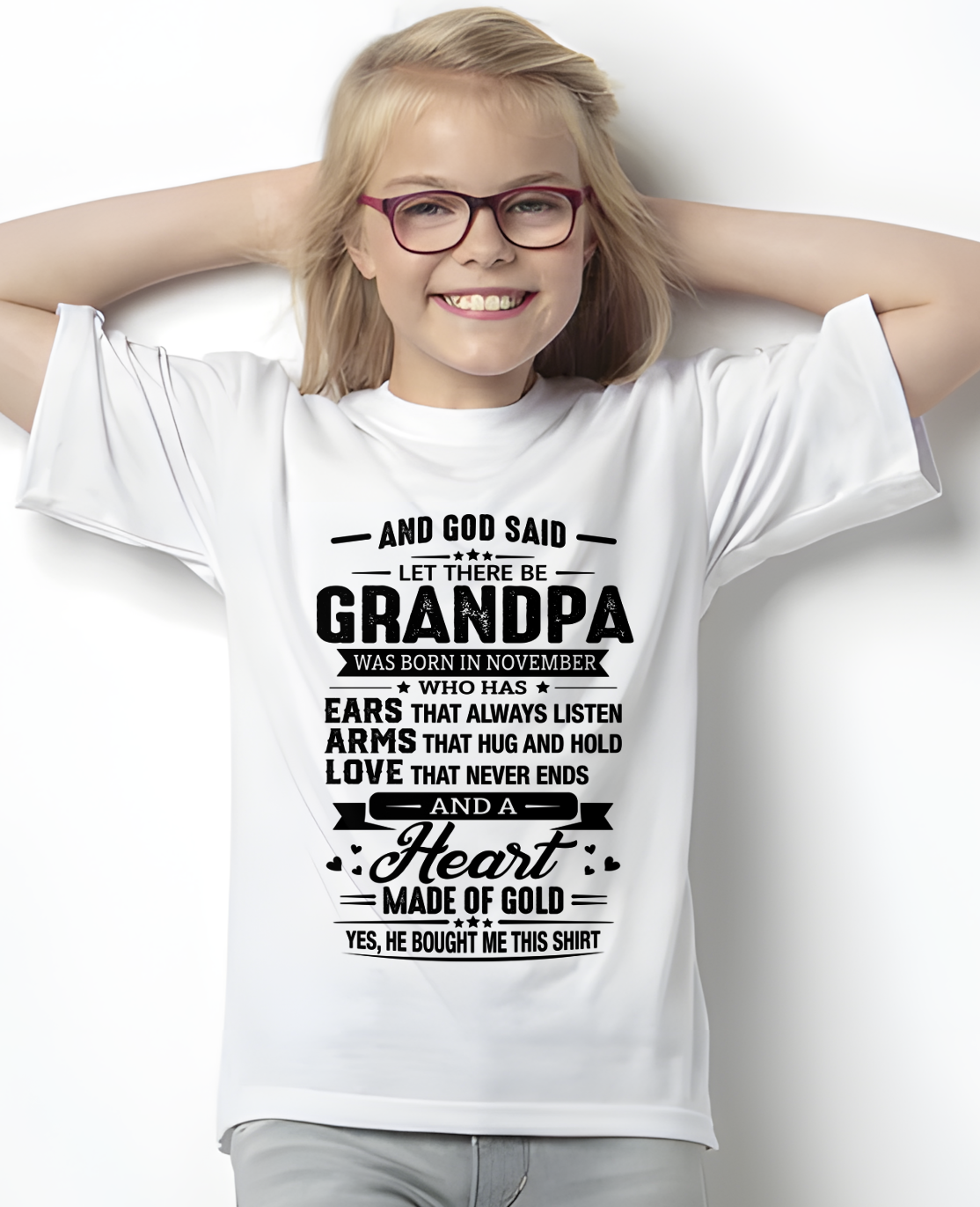 NOVEMBER – GRANDPA WITH A HEART MADE OF GOLD – T-SHIRT FROM GRANDPA – MTNN11 (SKU2606-173-11)