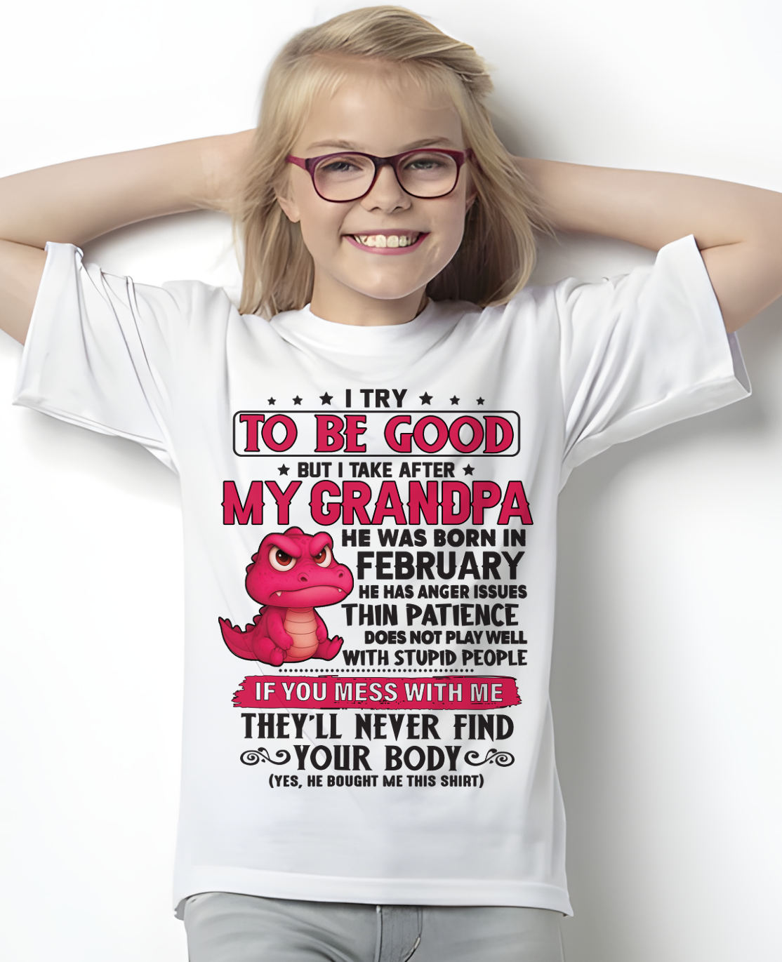 FEBRUARY – FUNNY DINOSAUR ANGER ISSUES - T-SHIRT FROM GRANDPA - MTNN02 (SKU2604-304-02)
