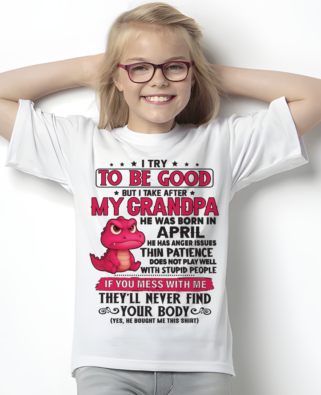 APRIL – FUNNY DINOSAUR ANGER ISSUES - T-SHIRT FROM GRANDPA - MTNN04 (SKU2604-304-04