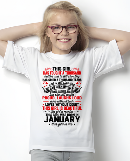 JANUARY GIRL – STRONG, BEAUTIFUL & STILL STANDING – T-SHIRT FOR WOMEN – MTNN01 (SKU2607-203-01)