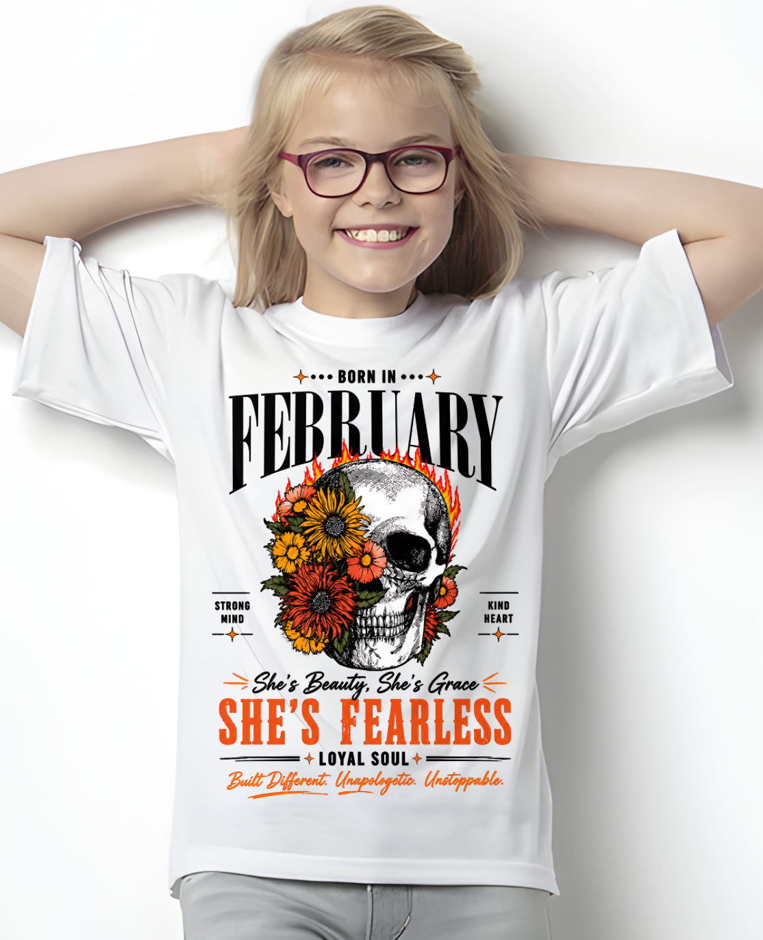 FEBRUARY – SHE’S FEARLESS – BEAUTY & GRACE WOMEN TEE - T-SHIRT FOR WOMEN - MTNN02 (SKU2605-389-02)