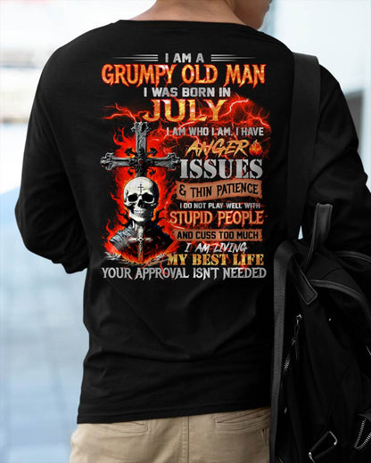 JULY - GRUMPY OLD MAN T-SHIRT - FUNNY SKULL ANGER ISSUES TEE - PERFECT GIFT FOR MEN MTNN07 (SKU12-319-07)