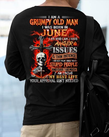JUNE - GRUMPY OLD MAN T-SHIRT - FUNNY SKULL ANGER ISSUES TEE - PERFECT GIFT FOR MEN MTNN06 (SKU12-319-06)