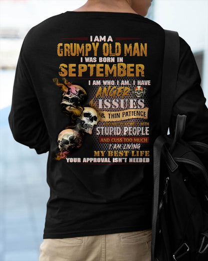 September - Grumpy Old Man T-Shirt - Funny Skull Anger Issues Tee - Perfect Gift For Men MTNN09 (SKU08-67-09)