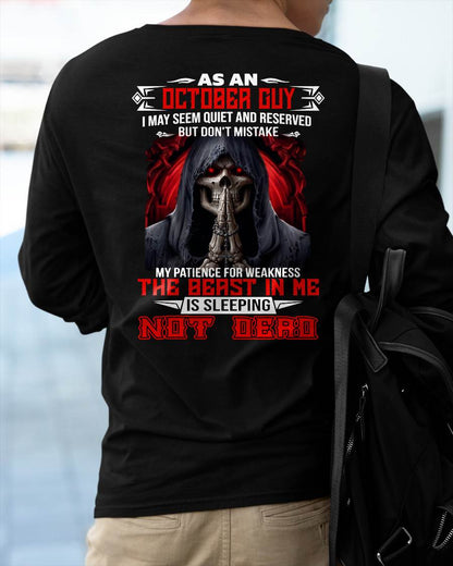 AS AN OCTOBER GUY THE BEAST IN ME IS SLEEPING NOT DEAD - BADASS SKULL GIFT FOR MEN - MTNN10 (SKU2606-291-10)