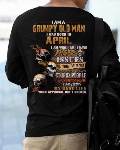 April - Grumpy Old Man T-Shirt - Funny Skull Anger Issues Tee - Perfect Gift For Men MTNN04 (SKU08-67-04)