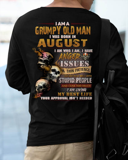 August - Grumpy Old Man T-Shirt - Funny Skull Anger Issues Tee - Perfect Gift For Men MTNN08 (SKU08-67-08)