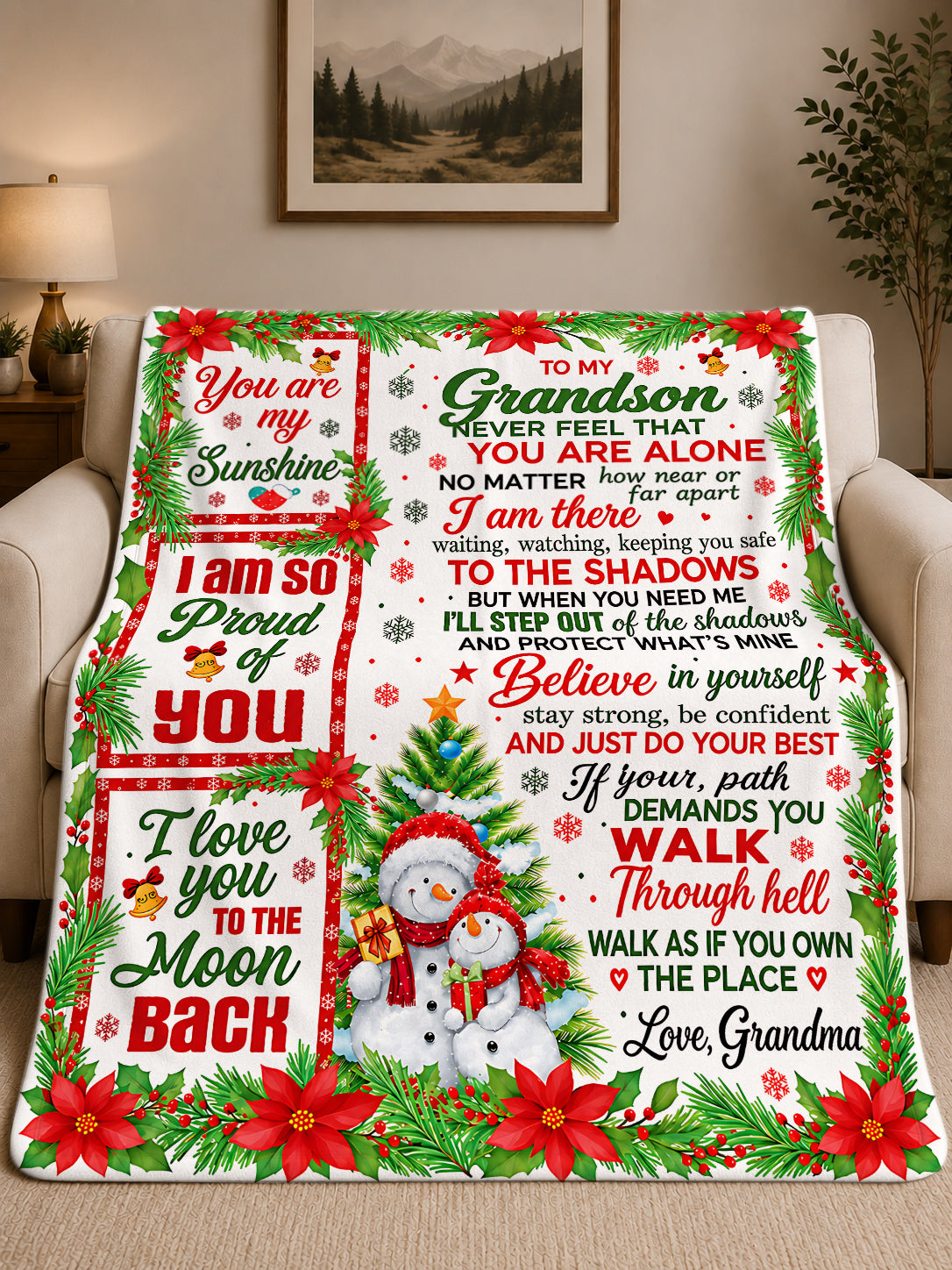 BLANKET FOR GRANDSON – YOU ARE MY SUNSHINE – CHRISTMAS GIFT FROM GRANDMA - MTNN00 (SKU2610-261)