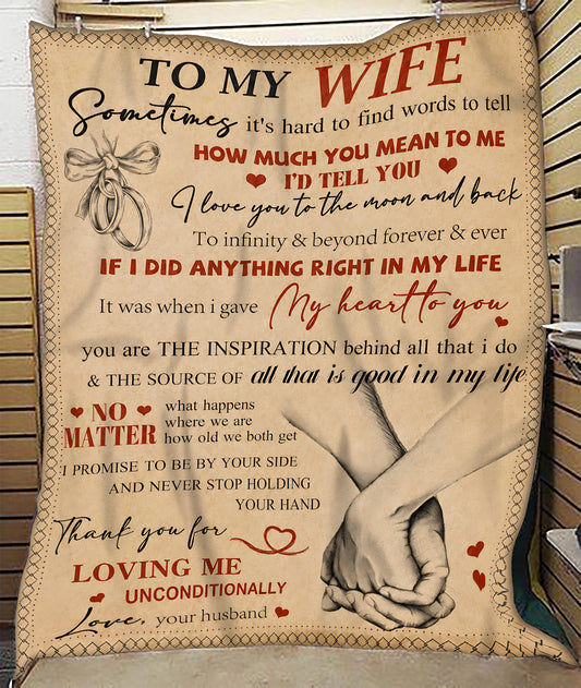 BLANKET FOR WIFE – I LOVE YOU TO THE MOON AND BACK – GIFT FROM HUSBAND - MTNN00 (SKU2605-423)