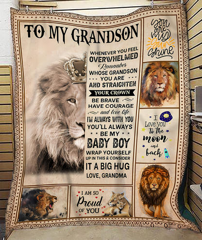 BLANKET FOR GRANDSON – COMFORT & WARMTH GIFT FROM GRANDMA  Sherpa Fleece Quilt Blanket MTNN00 (SKUB12-BLK-02)