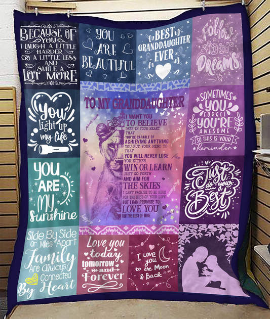 BLANKET FOR GRANDDAUGHTER – COMFORT & WARMTH GIFT FROM GRANDPARENTS  Sherpa Fleece Quilt Blanket MTNN00 (SKUB11-BLK-04)