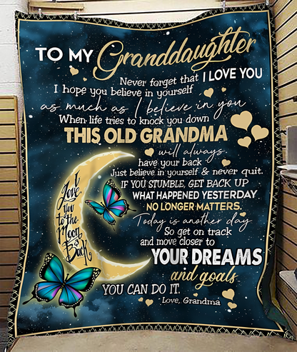 BLANKET FOR GRANDDAUGHTER – COMFORT & WARMTH GIFT FROM GRANDMA  Sherpa Fleece Quilt Blanket MTNN00 (SKUB-BLK-GMD2)