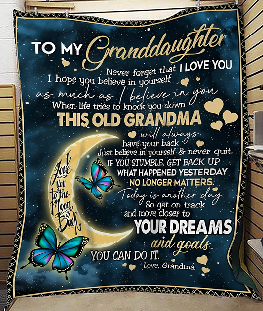 BLANKET FOR GRANDDAUGHTER – COMFORT & WARMTH GIFT FROM GRANDMA  Sherpa Fleece Quilt Blanket MTNN00 (SKUB-BLK-GMD2)