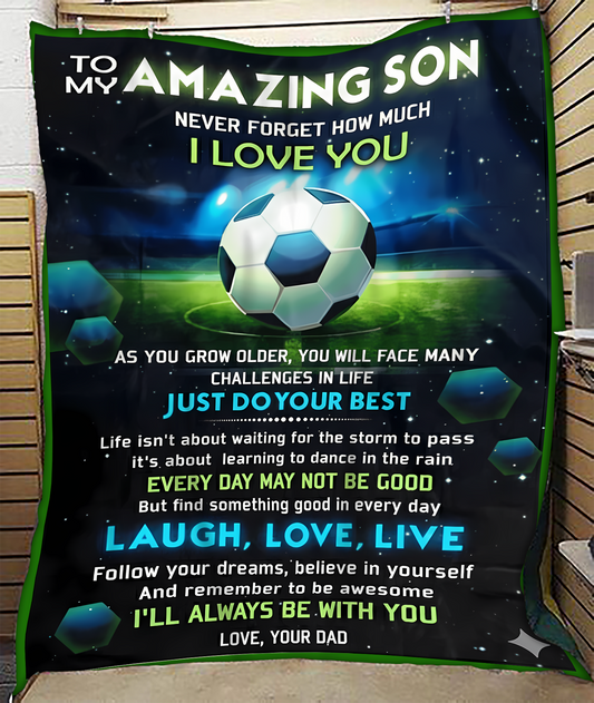 BLANKET FOR SON – COMFORT & WARMTH GIFT FROM DAD Sherpa Fleece Quilt Blanket NTTD00 (SKUB-BLK-DADFB)