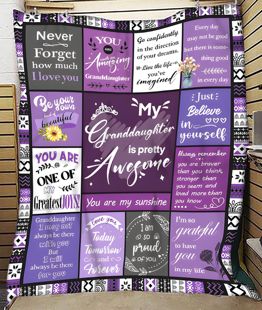 BLANKET FOR GRANDDAUGHTER – COMFORT & WARMTH GIFT FROM GRANDPARENTS  Sherpa Fleece Quilt Blanket MTNN00 (SKUB11-BLK-03)