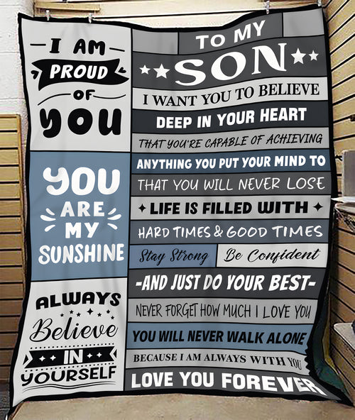 BLANKET FOR SON – YOU ARE MY SUNSHINE – LOVING GIFT FROM MOM - MTNN00 (SKU2605-426)
