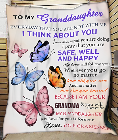 BLANKET FOR GRANDDAUGHTER – COMFORT & WARMTH GIFT FROM GRANDMA  Sherpa Fleece Quilt Blanket MTNN00 (SKUB-BLK-GMD1)