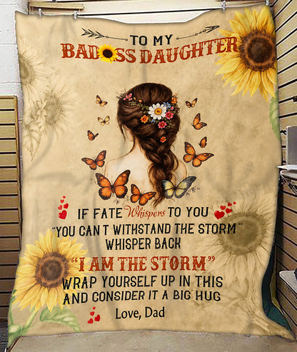 BLANKET FOR DAUGHTER – I AM THE STORM – SUNFLOWER SHERPA GIFT FROM DAD MTNN00 (SKU2605-311)