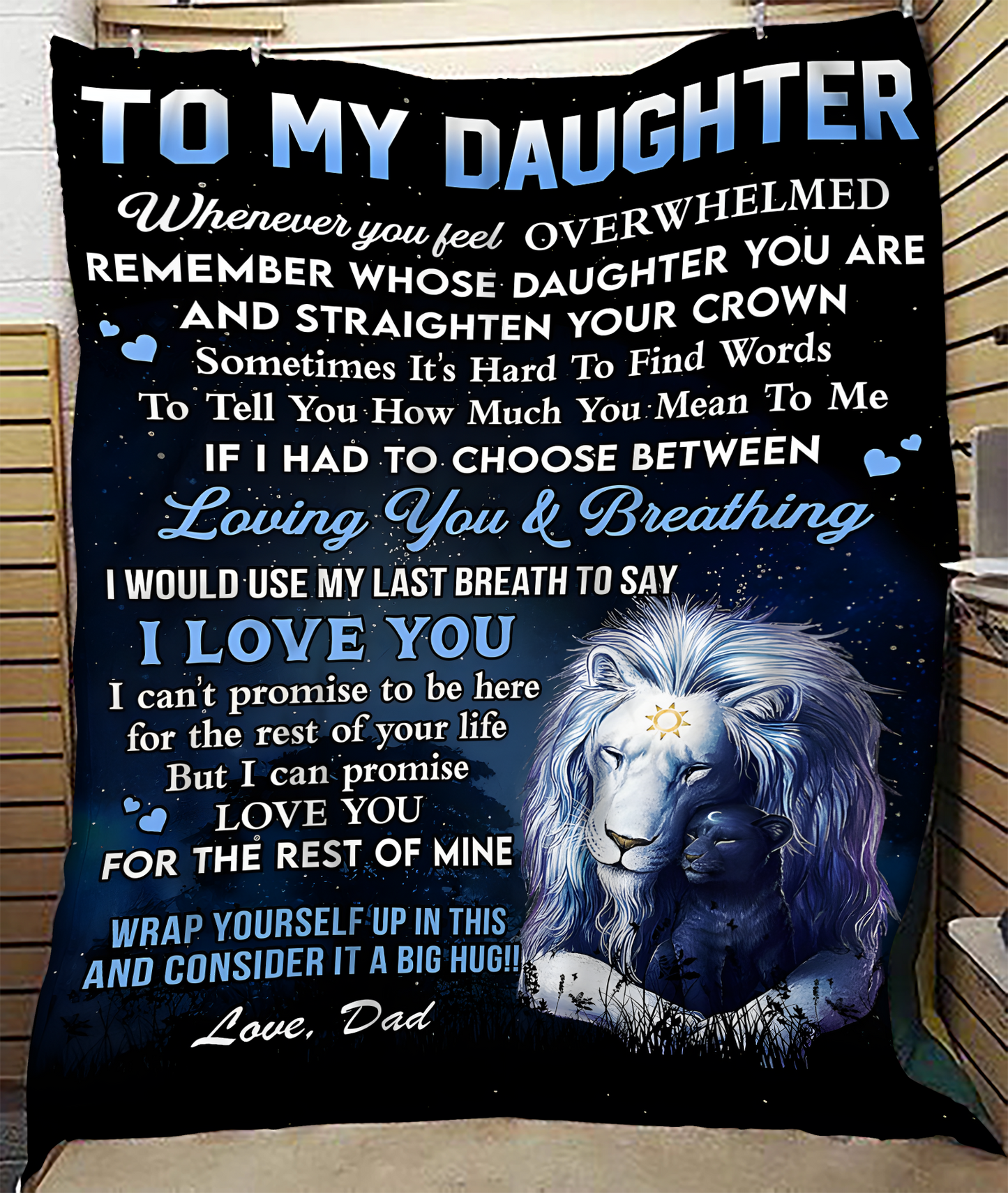 BLANKET FOR DAUGHTER – COMFORT & WARMTH GIFT FROM DAD Sherpa Fleece Quilt Blanket NTTD00 (SKUB11-BLK-14)